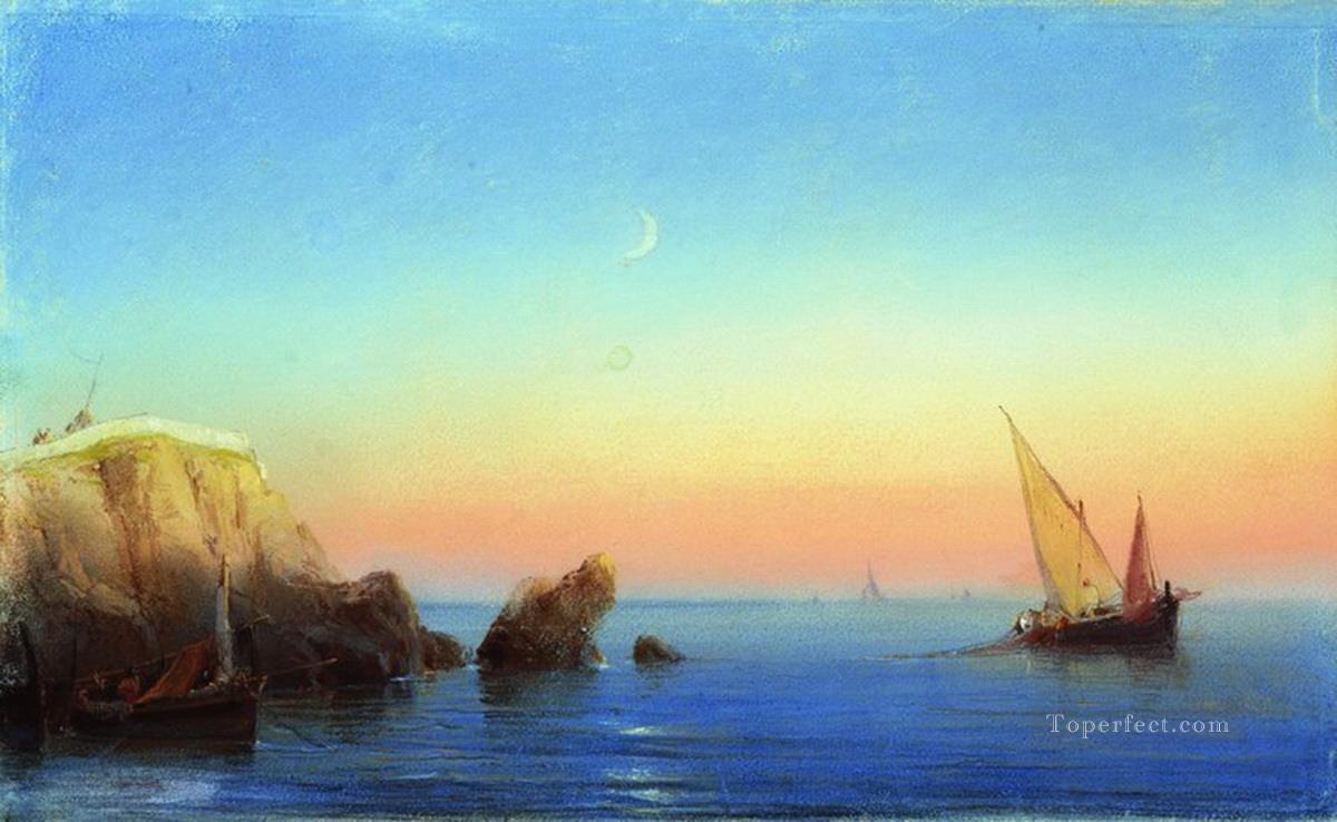 Ivan Aivazovsky calm sea rocky coast Seascape Oil Paintings